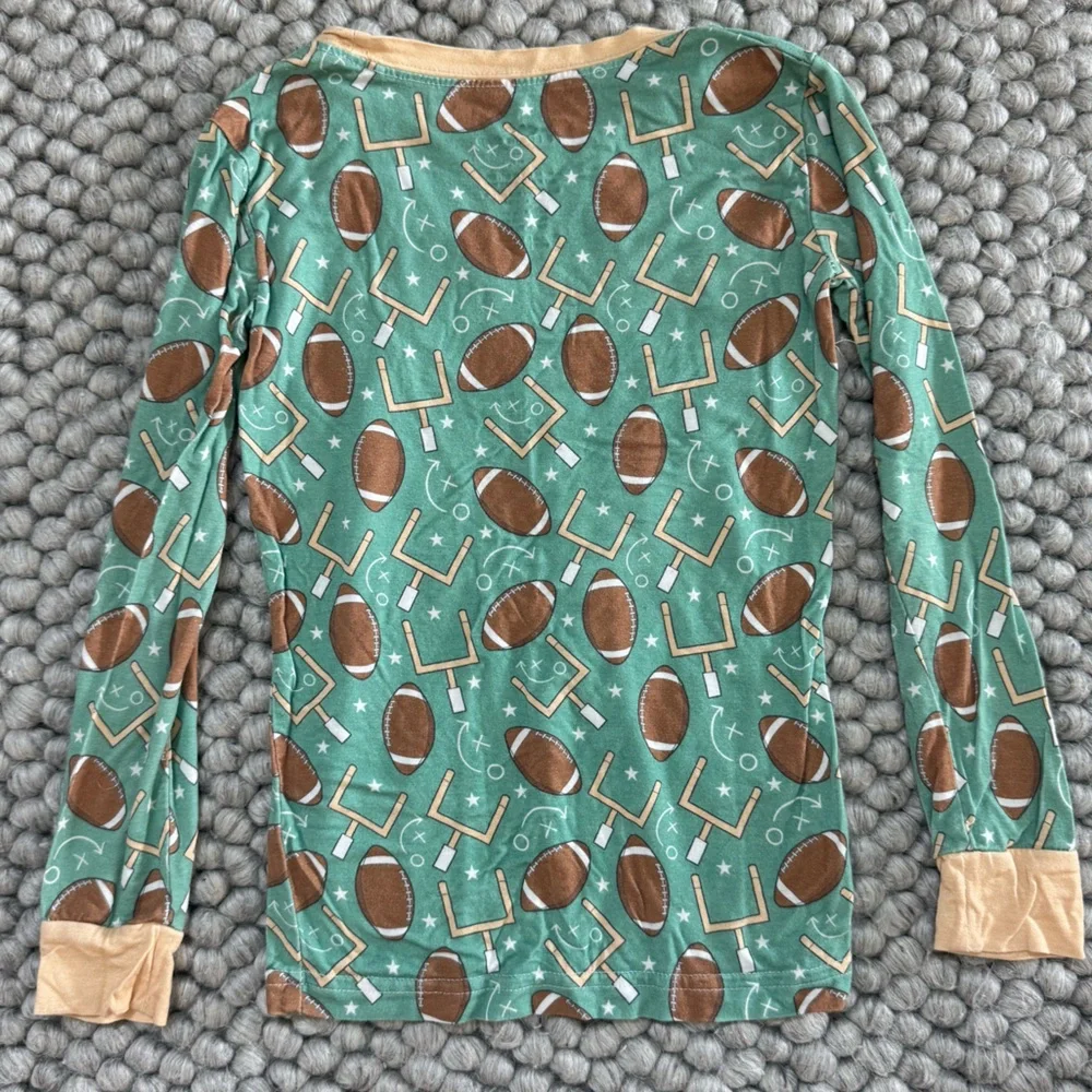 Kids 5T Football Print Pajamas - Green, Yellow and Brown